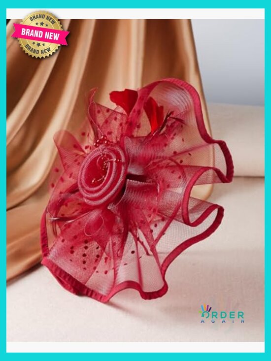 Feather Mesh Derby Fascinator Hat with Detachable Headband for Weddings Parties